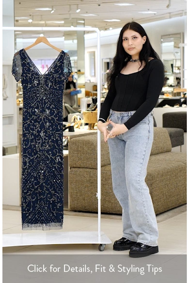 Beaded Mesh Column Gown video