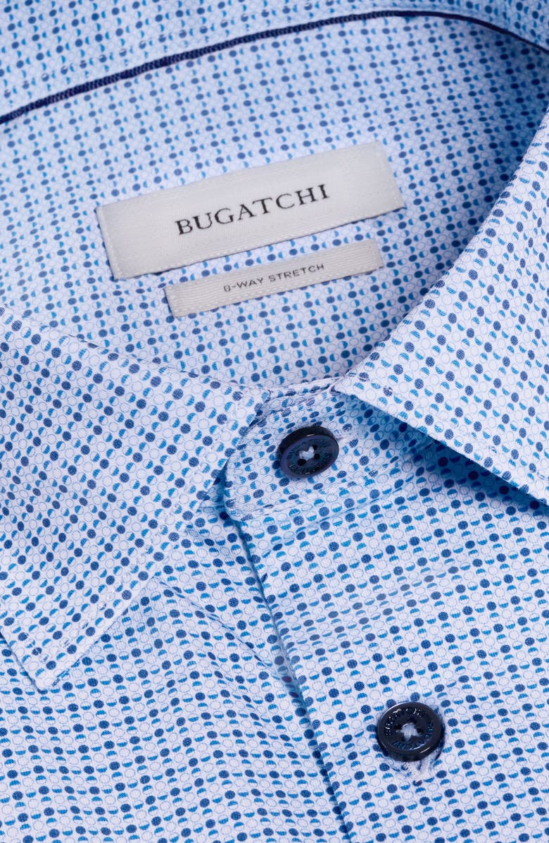 Bugatchi Miles OoohCotton<sup>®</sup> Neat Dot Print Short Sleeve Button-Up Shirt, Alternate, color, Air Blue