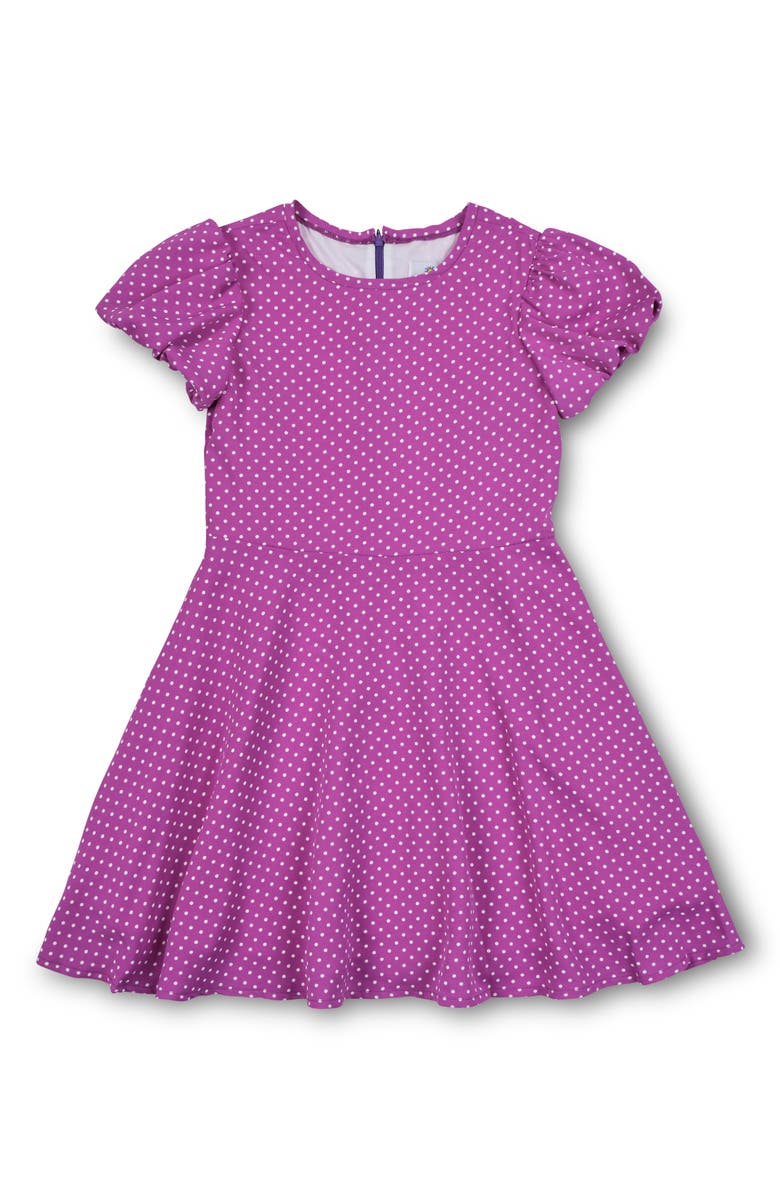 Florence Eiseman Polka Dot Dress with Bubble Sleeves, Main, color, Purple