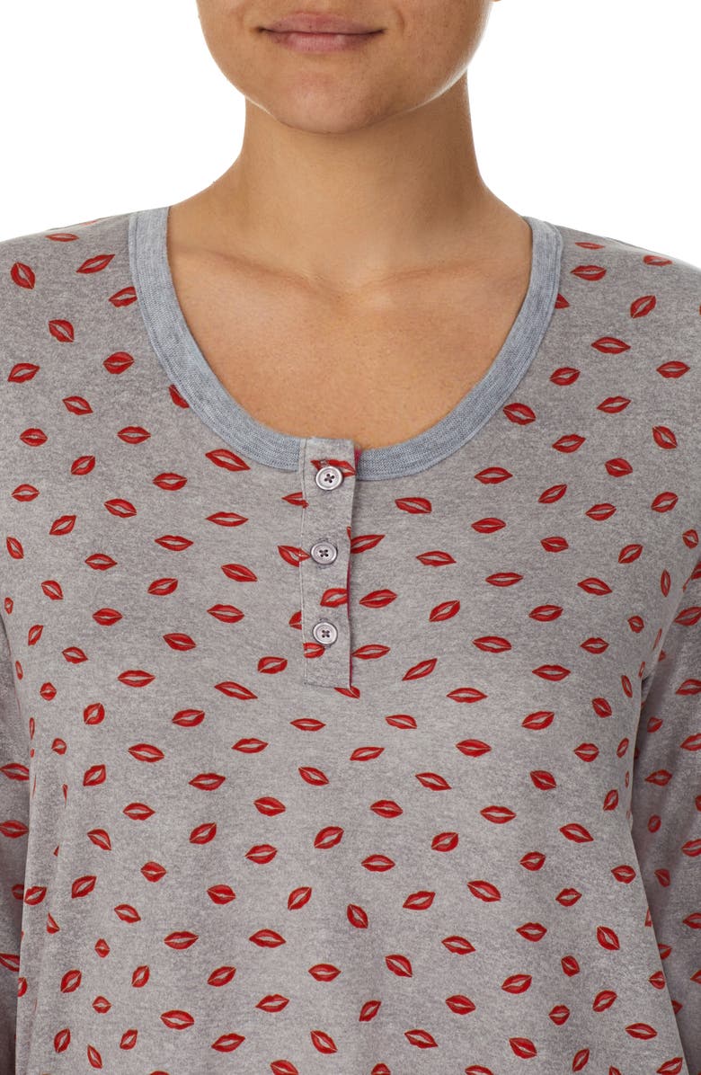 Kate Spade New York print henley long pajamas, Alternate, color, 