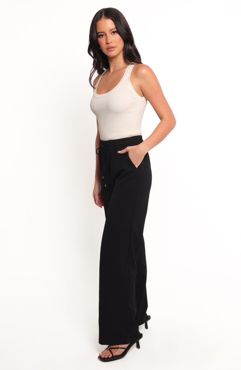 Petal & Pup Tie Waist Wide Leg Crepe Pants, Alternate, color, Black