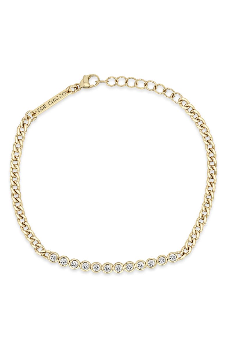Zoë Chicco 14K Gold Curb Chain Diamond Tennis Bracelet, Alternate, color, 14K Yellow Gold