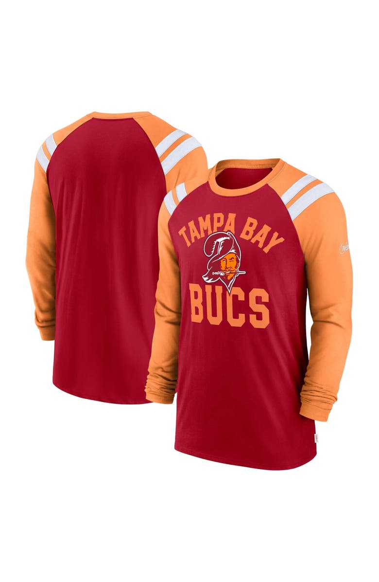 Nike Men's Nike Red/Orange Tampa Bay Buccaneers Classic Arc Raglan Tri-Blend Long Sleeve T-Shirt, Main, color, Red