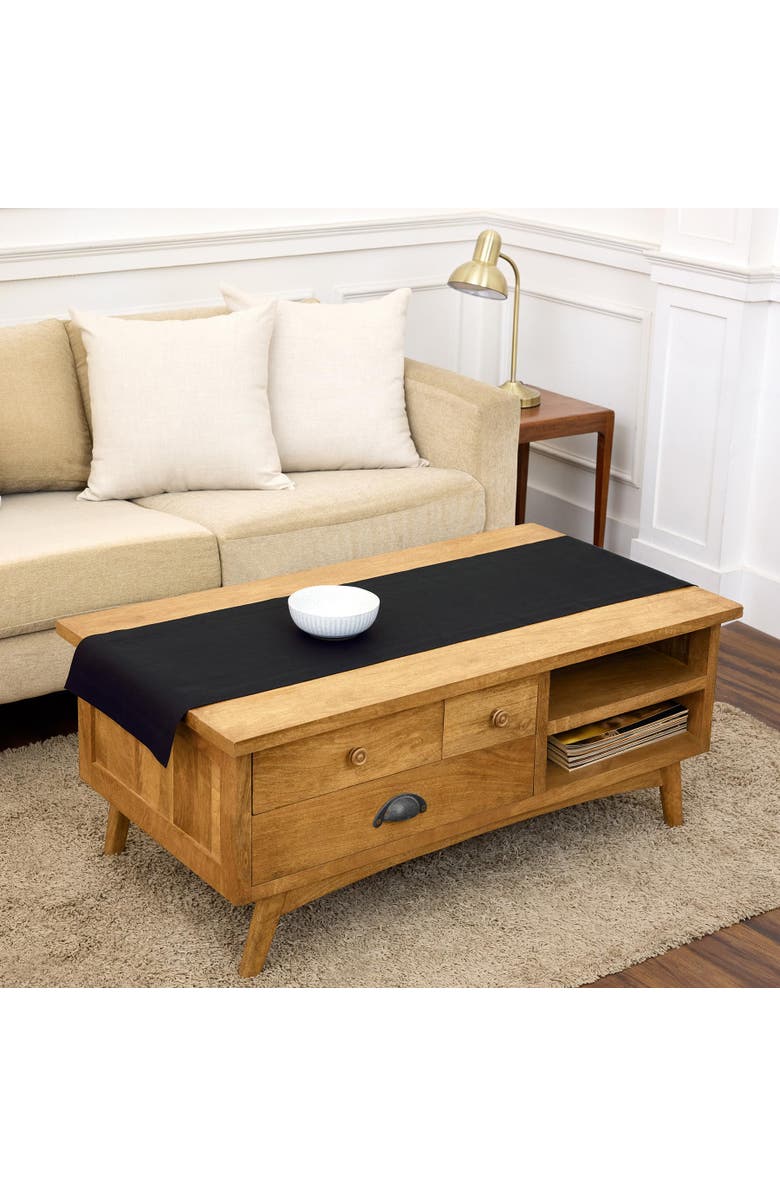 Solino Home Linen Table Runner for Dining Table, Holiday and Everyday Table Decor - Fete, Main, color, Black