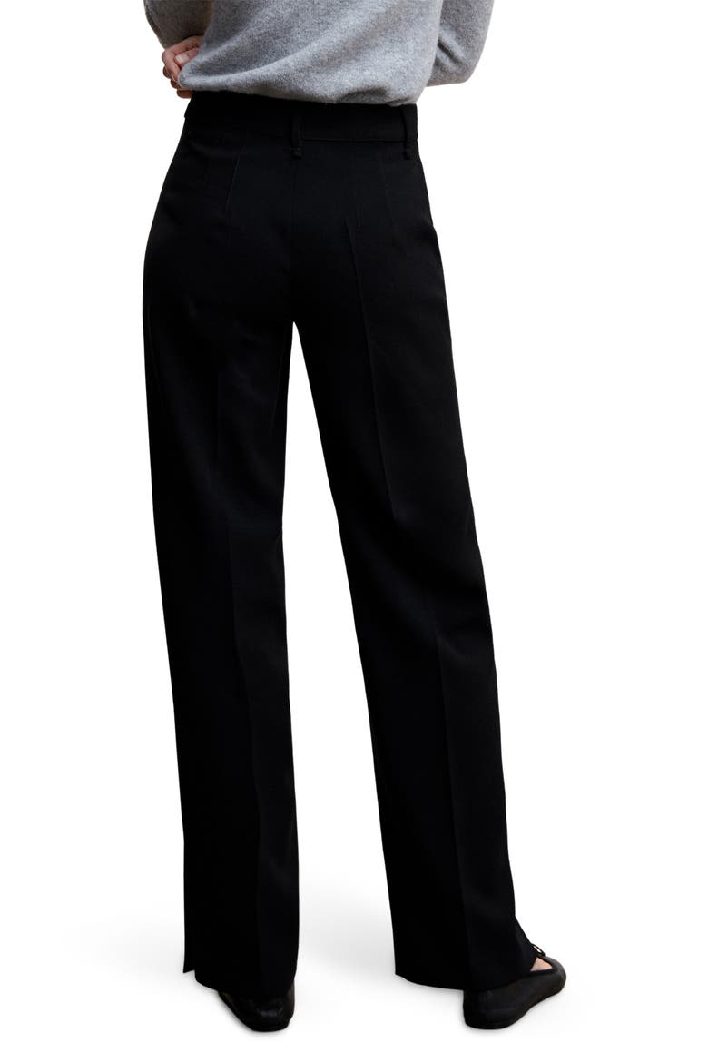 Slit Hem Straight Leg Pants, Alternate, color, BLACK