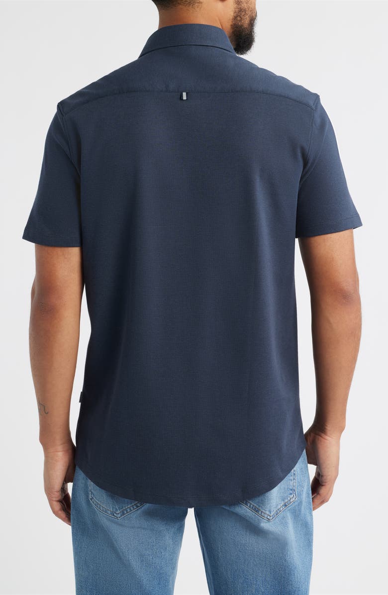 Stone Rose Technical Piqué Knit Short Sleeve Button-Up Shirt, Alternate, color, Navy