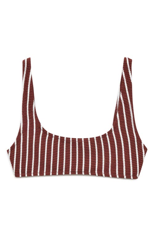 Mango Stripe Rib Bikini Top In Brown