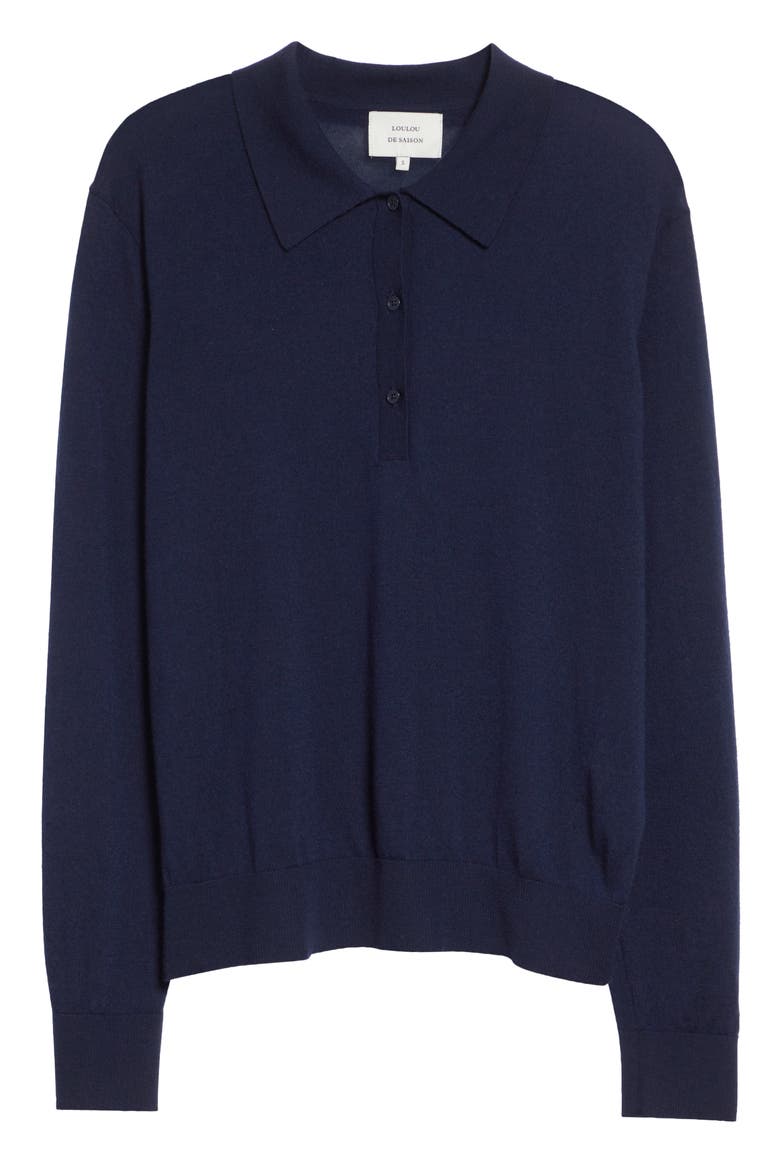 Miles Long Sleeve Cashmere Polo Sweater, Main, color, NAVY