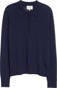 LOULOU DE SAISON Miles Long Sleeve Cashmere Polo Sweater