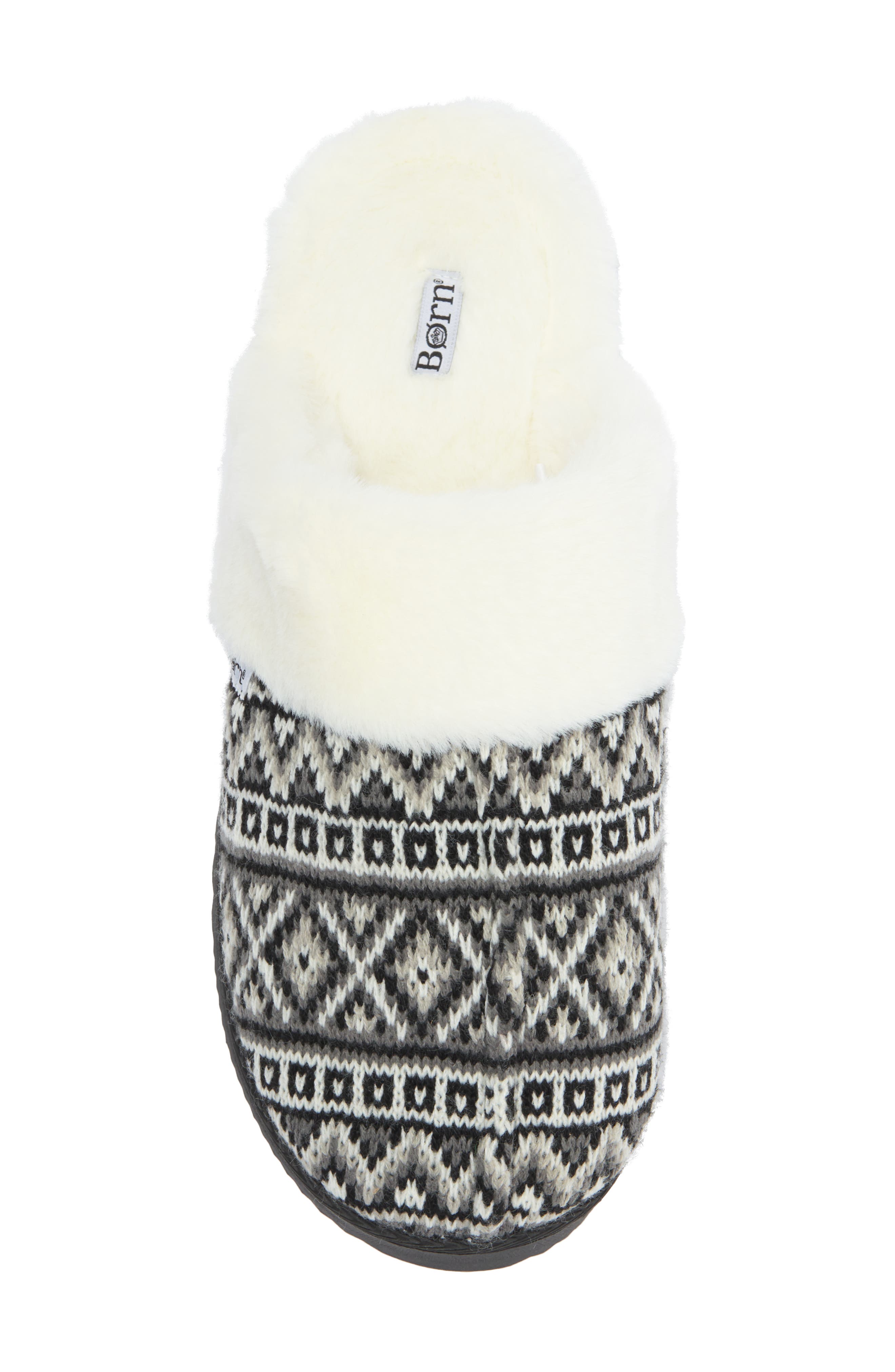 Børn Fair Isle Faux Fur Lined Scuff Slipper, Alternate, color, 