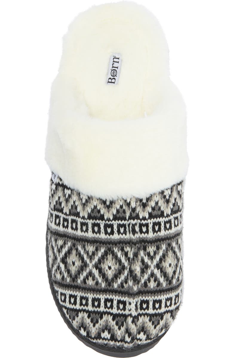 Børn Fair Isle Faux Fur Lined Scuff Slipper, Alternate, color,