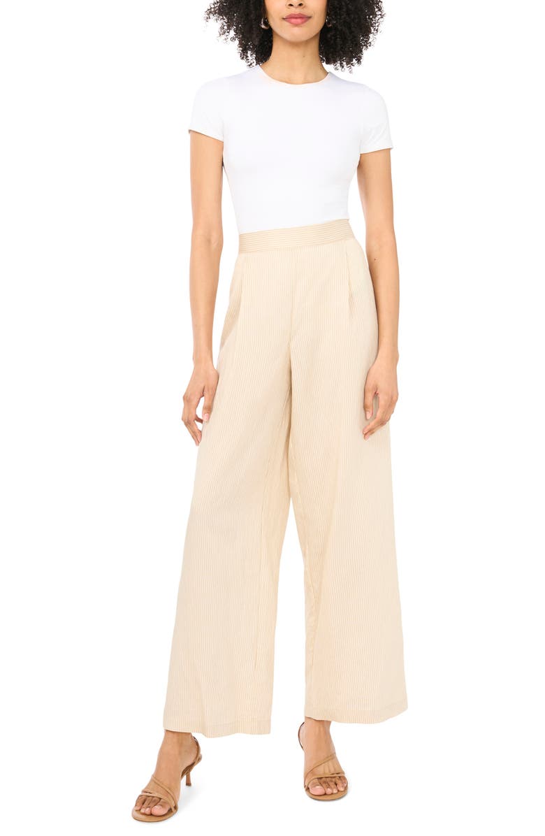 Vince Camuto Pleated Wide Leg Pants, Alternate, color, Birch