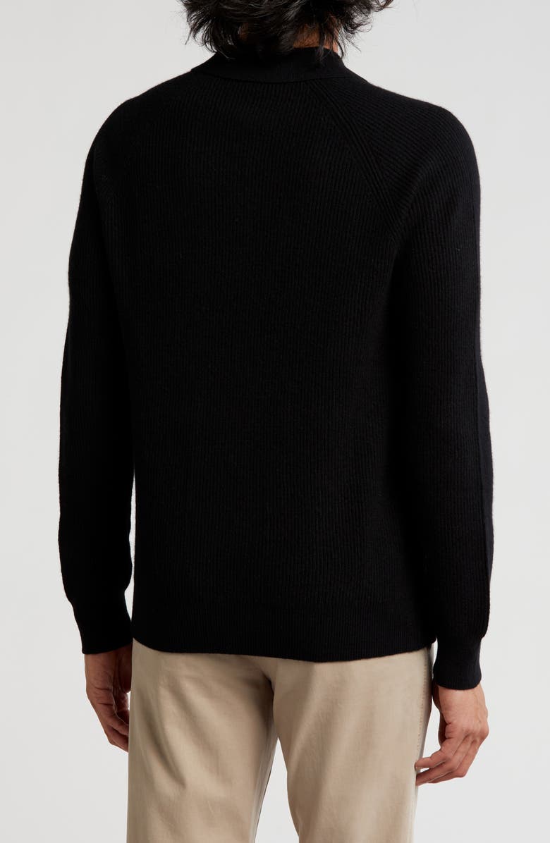 Amicale Rib Cashmere Polo Sweater, Alternate, color, Blk