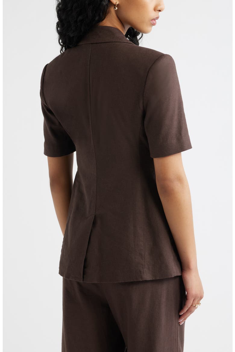 Short Sleeve Linen Blend Blazer, Alternate, color, BROWN SEAL