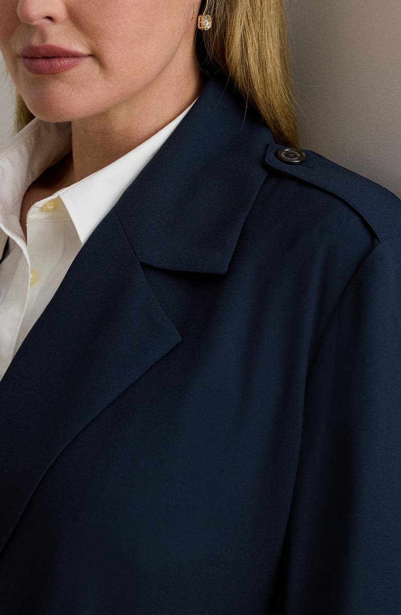Lauren Ralph Lauren Double-Faced Georgette Wrap Coat, Alternate, color, Lauren Navy