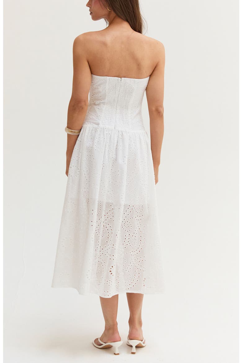 Cotton Eyelet Tube Midi Dress, Alternate, color, White