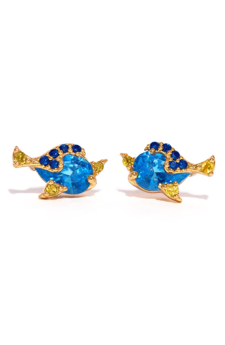 Girls Crew x Disney<sup>®</sup> Finding Nemo Dory Cubic Zirconia Stud Earrings, Main, color, Gold