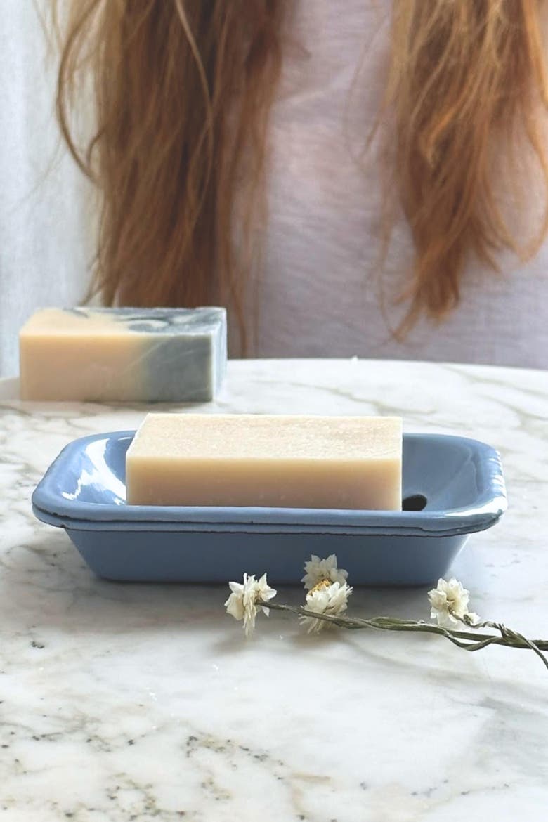 Enamel Soap Dish, Alternate, color, Hydrangea