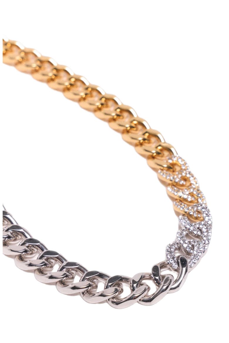 Two-tone rhinestone link necklace, Alternate, color, Golden / silver