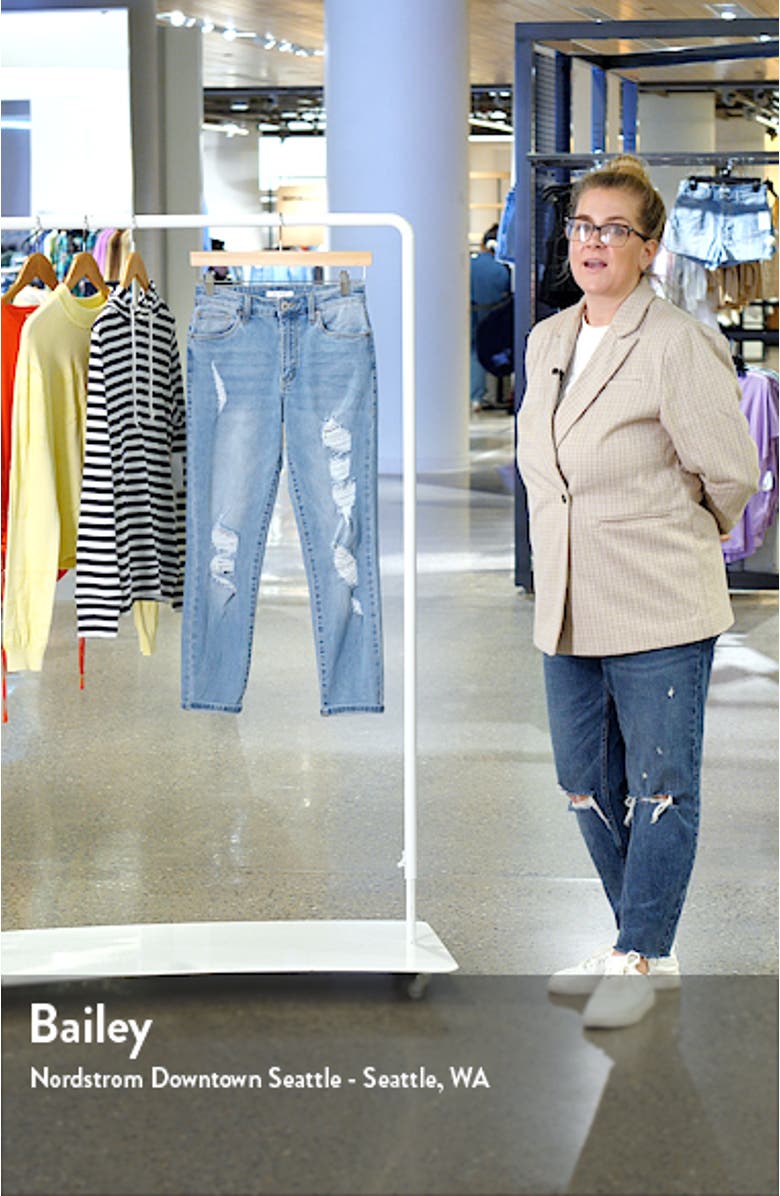 Caroline Distressed High Waist Roll Hem Straight Leg Jeans, sales video thumbnail