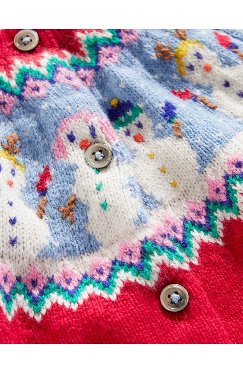 Mini Boden Kids' Snowmen Fair Isle Cardigan Sweater, Alternate, color,