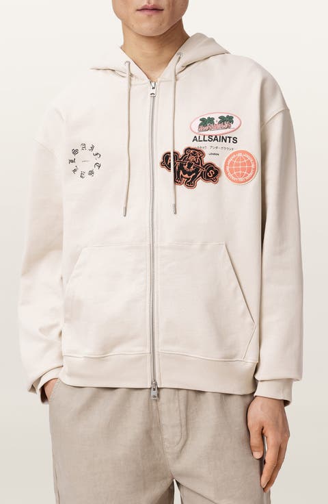 Patcher Graphic Cotton Zip Front Hoodie