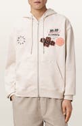 AllSaints Patcher Graphic Cotton Zip Front Hoodie
