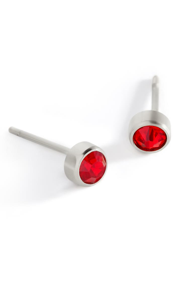 Birthstone Bezel Studs, Alternate, color, Silver / April Diamond