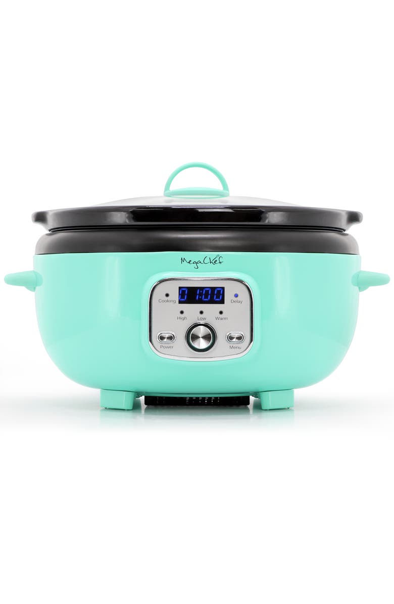 Megachef 3.7 Quart Oval Electric Slow Cooker in Turquoise, Alternate, color, Blue