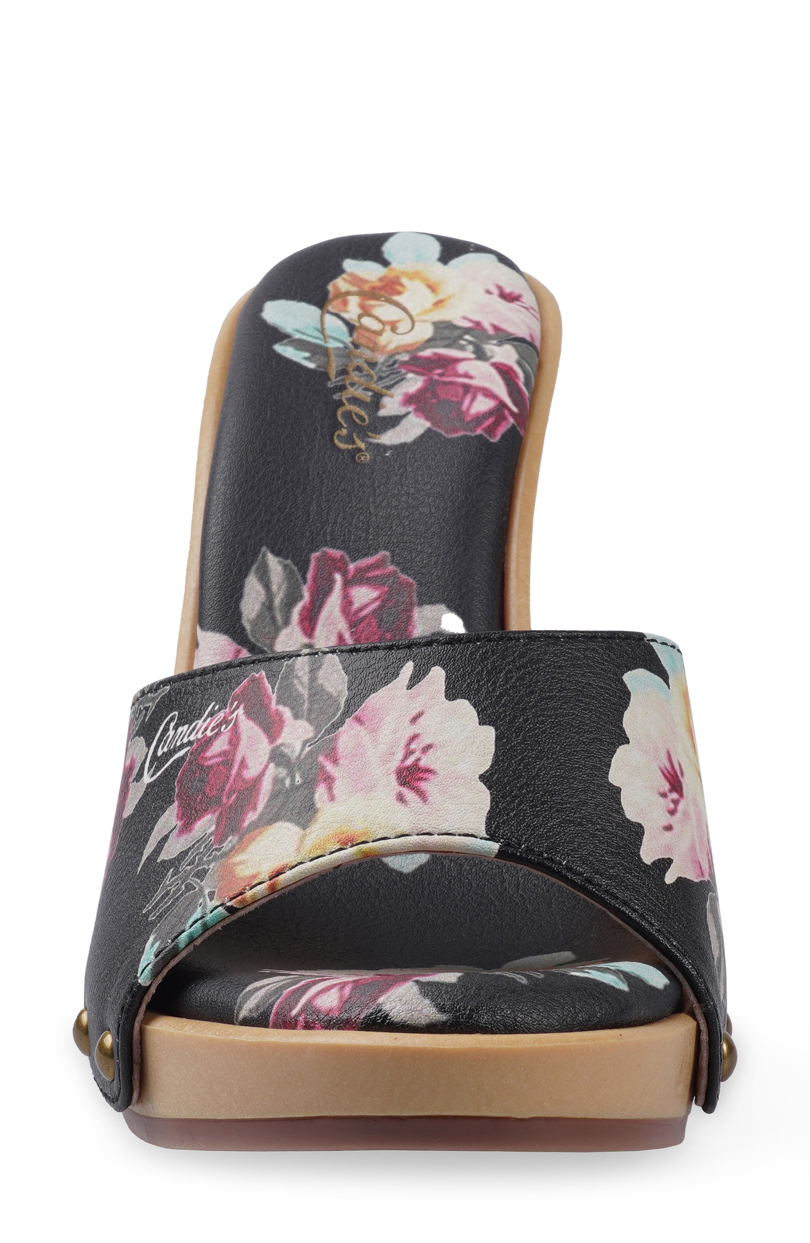 Antonella Slide Sandal, Alternate, color, BLACK FLORAL LEATHER