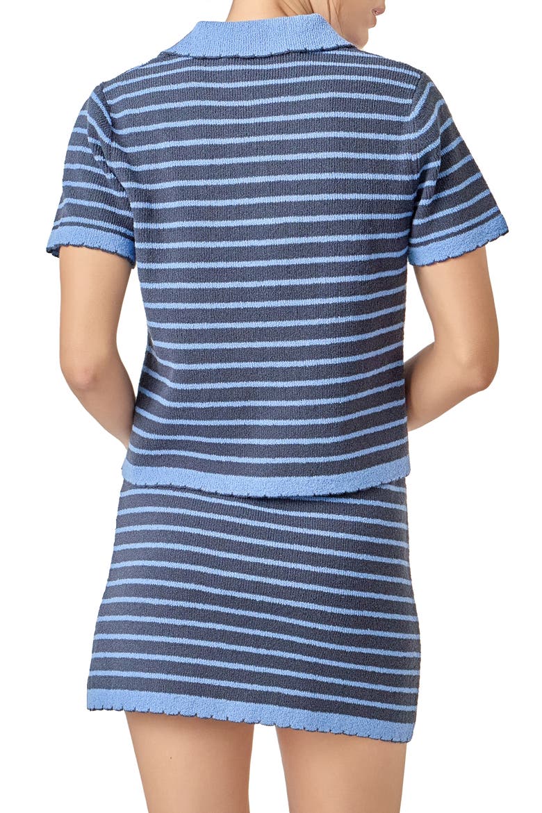 Stripe Polo Scallop Hem Sweater, Alternate, color, POWDER BLUE/ NAVY