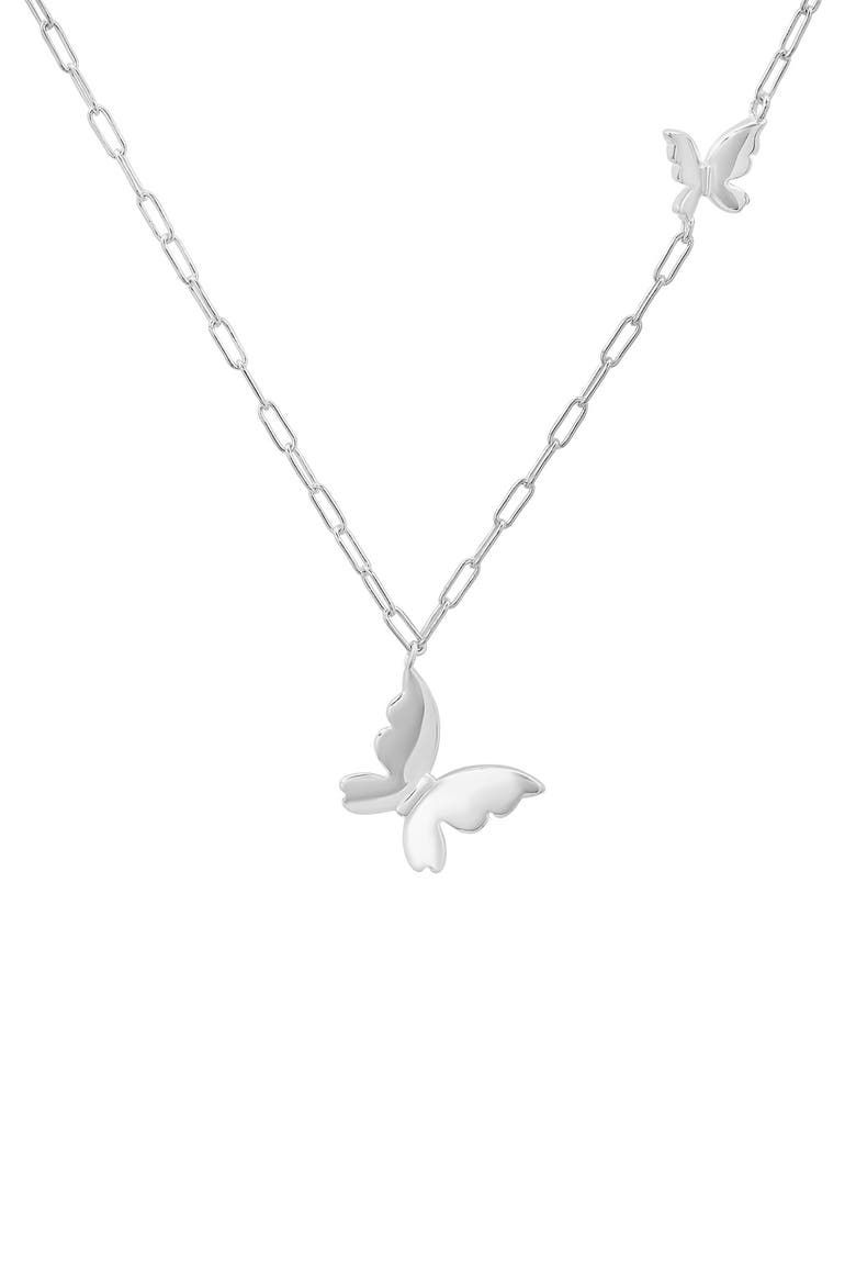 Sterling Silver Paperclip Butterfly Pendant Necklace, Main, color, SILVER