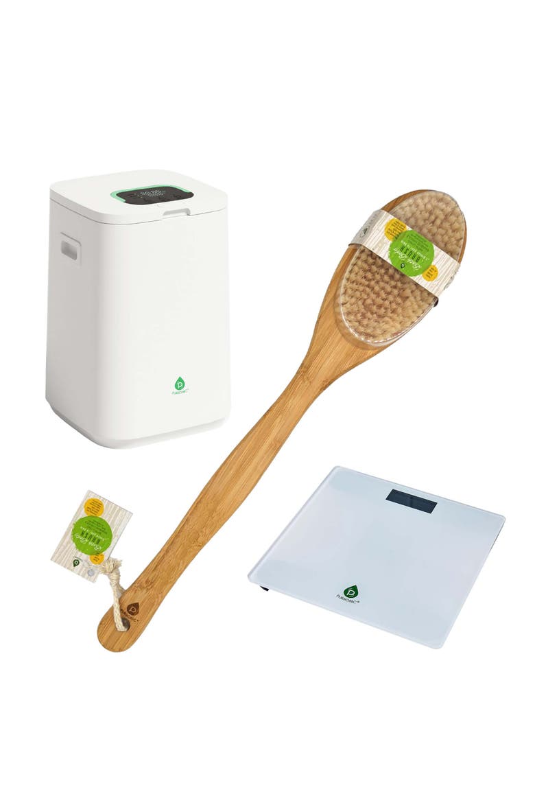 Towel Warmer, Digital Scale & Bath Brush Set, Main, color, White