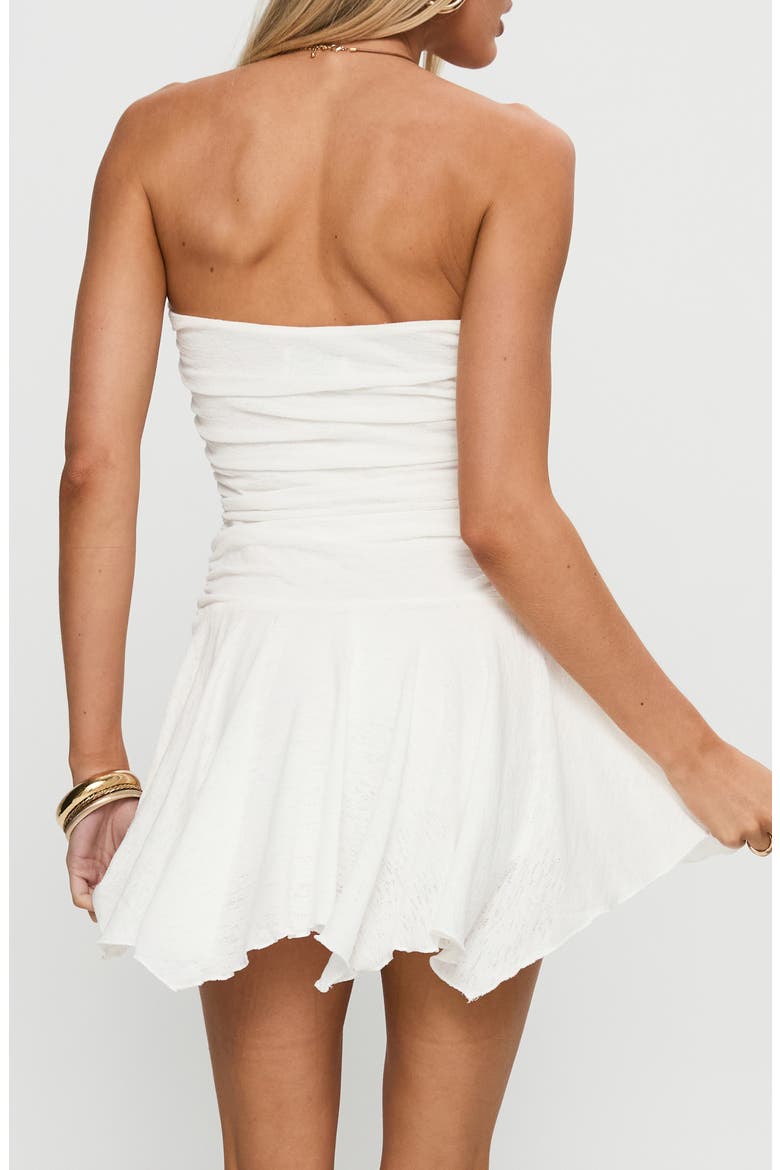 Minxie Strapless Handkerchief Hem Minidress, Alternate, color, WHITE