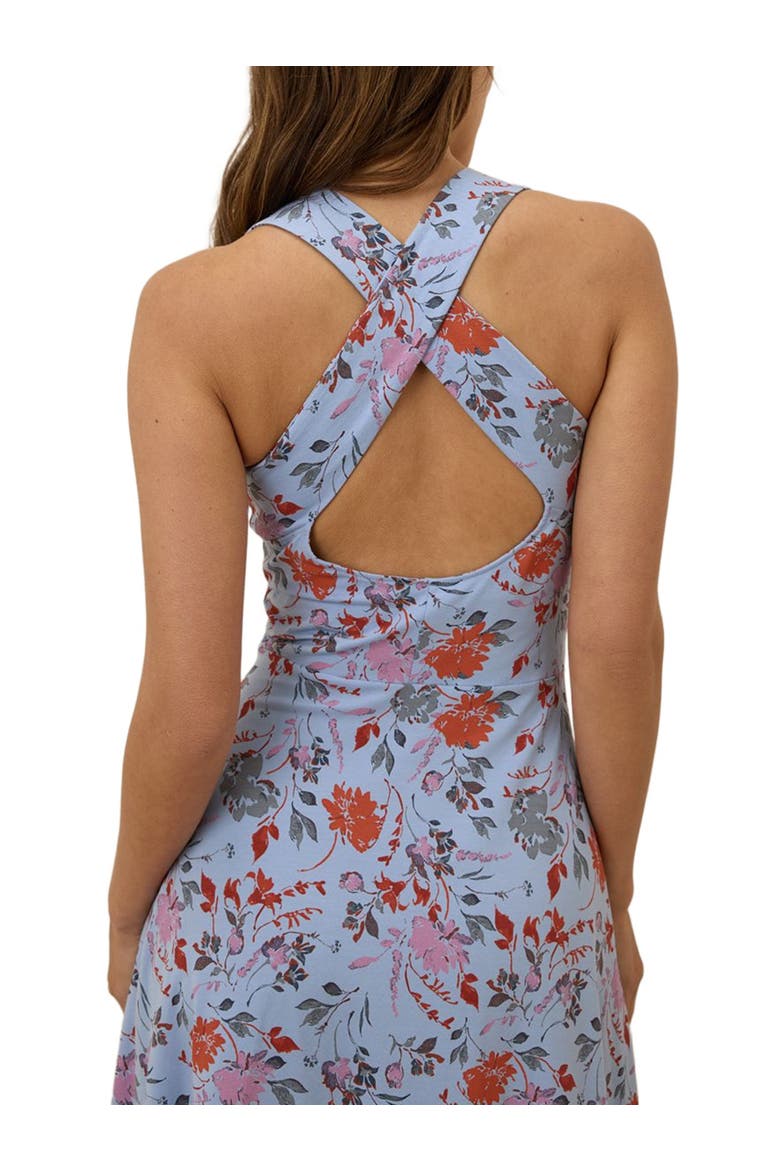 Organic Cotton Fit & Flare Open Back Maxi Dress, Alternate, color, Nightfall Blooms Blue