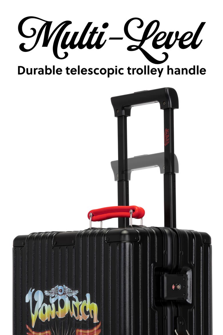 Cross Roads Polycarbonate Carry-on Suitcase with Aluminum Frame, Alternate, color, Black with Red accents