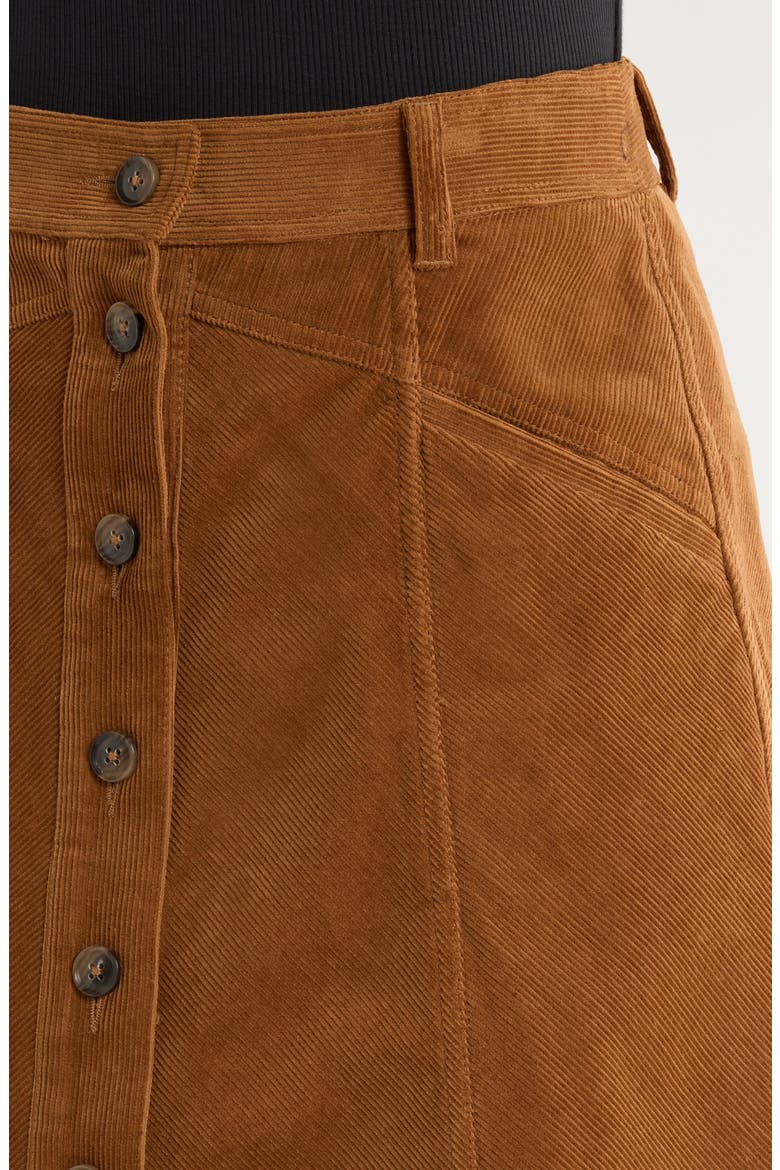 Jahn Corduroy Midi Skirt, Alternate, color, COGNAC