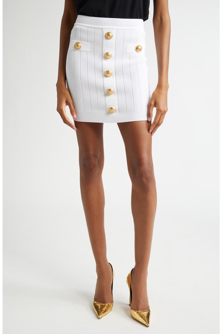 Button Detail Rib Sweater Skirt, Main, color, 0FA WHITE