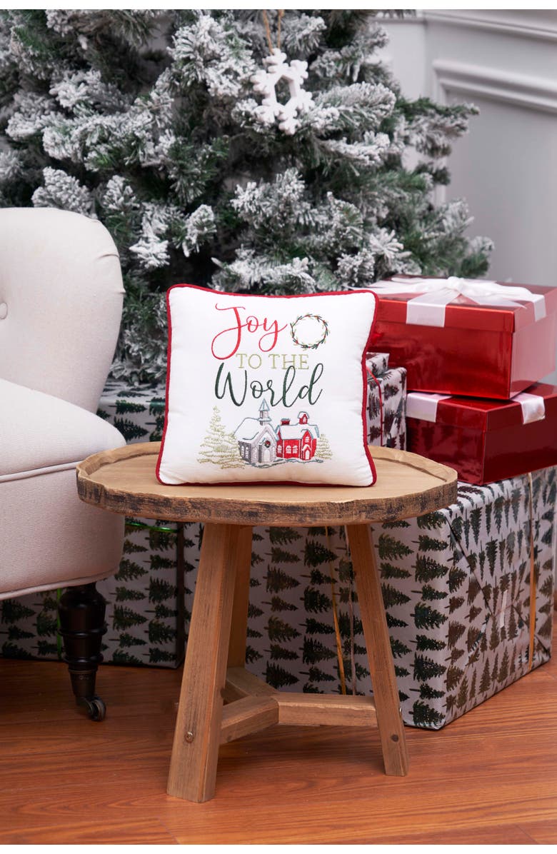 C&F Home Joy To The World Small Christmas Accent Pillow, 10" x 10", Alternate, color, Green