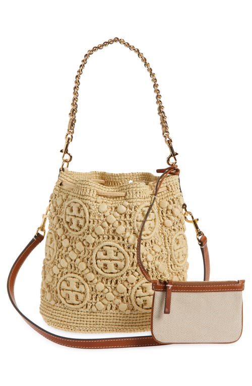 Tory Burch T Monogram Raffia Bucket Bag