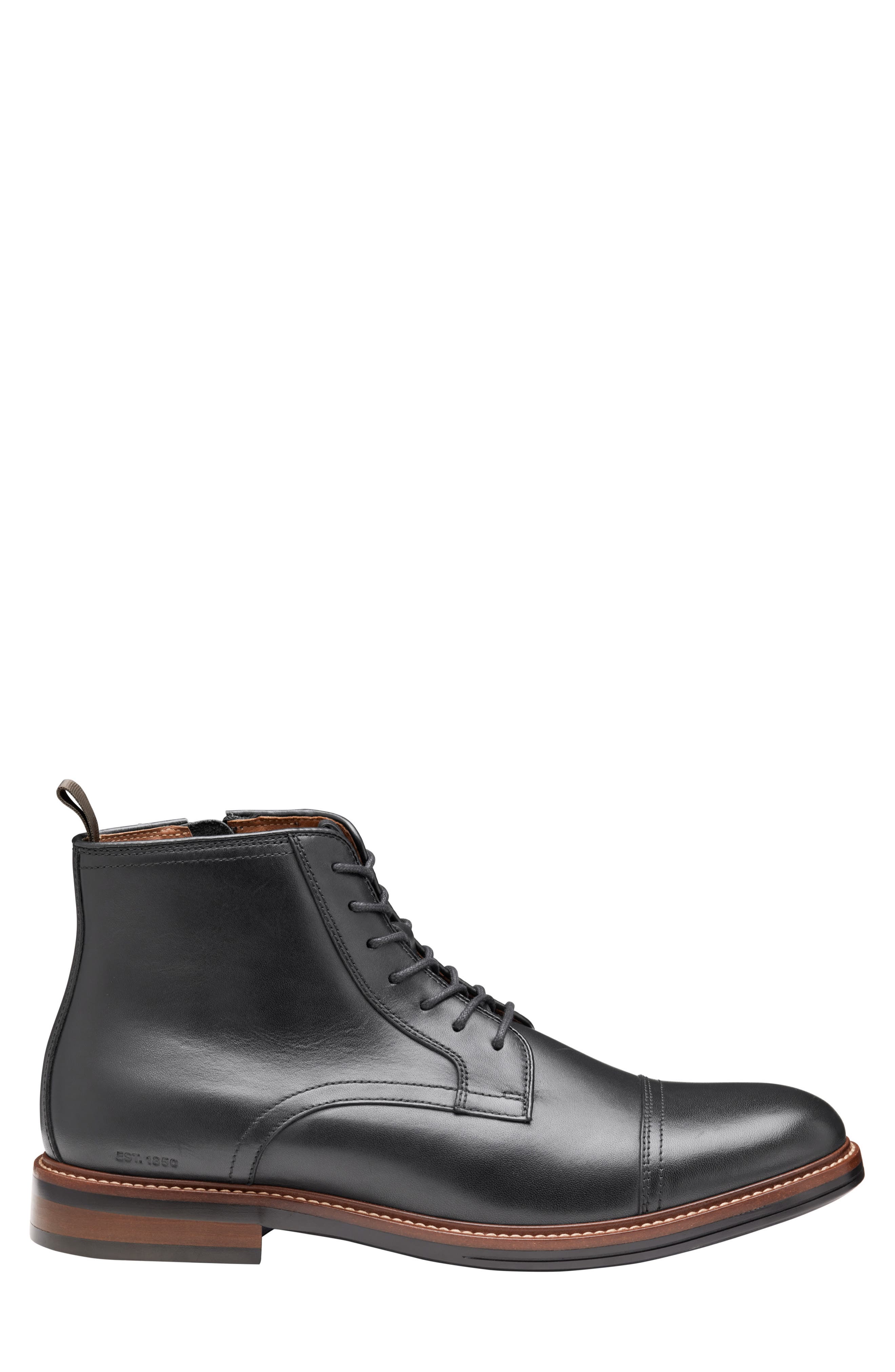 Johnston & Murphy Durham Waterproof Cap Toe Boot, Alternate, color, Black Waterproof Full Grain