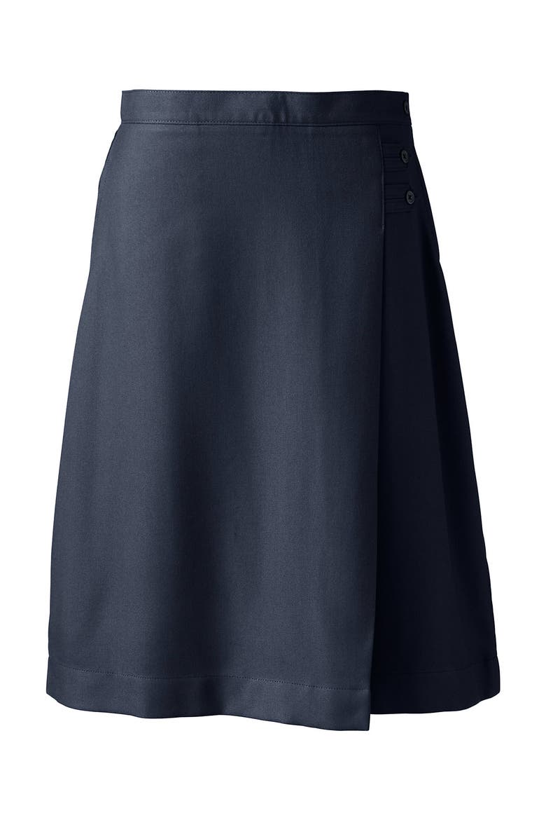 Plus Solid A-line Skirt Below the Knee, Alternate, color, Classic Navy