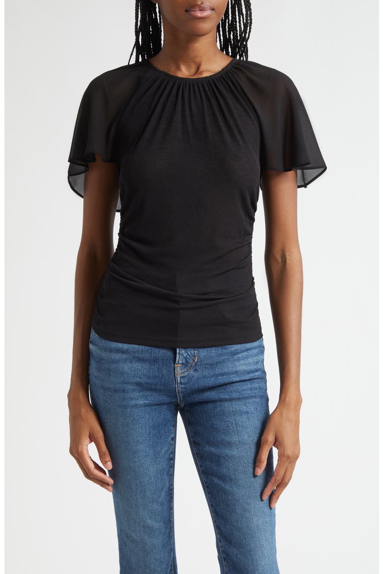 Arisa Mixed Media Top, Main, color, BLACK