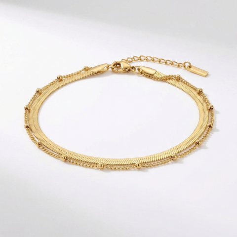 Stefanie Anklet 18k Gold Plated 9.25" with 1.5" Extender