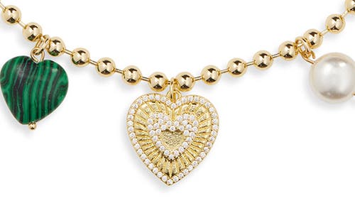 Panacea Semiprecious Stone & Heart Charm Necklace In Multi