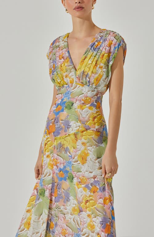 Astr Floral Pleated Bodice Midi Dress