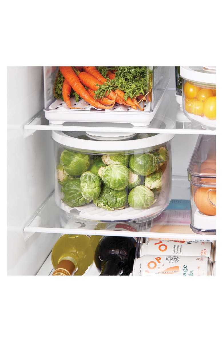 iDesign Round Produce Bin with Drainage Tray and Lid - Set of 2 - Clear, Alternate, color, Clear