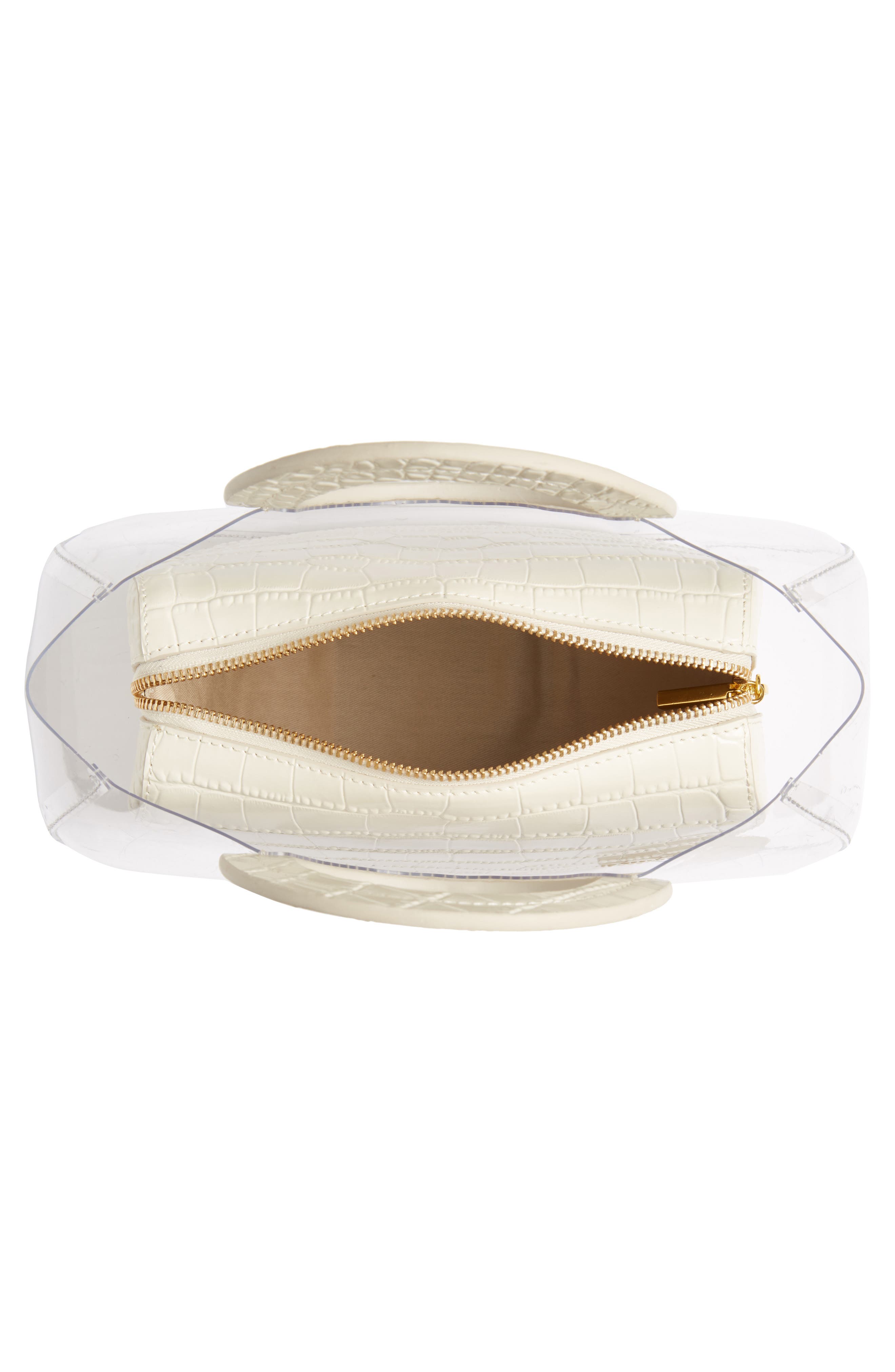 STAUD Frida Transparent Handbag, Alternate, color, Clear/ Cream Croc