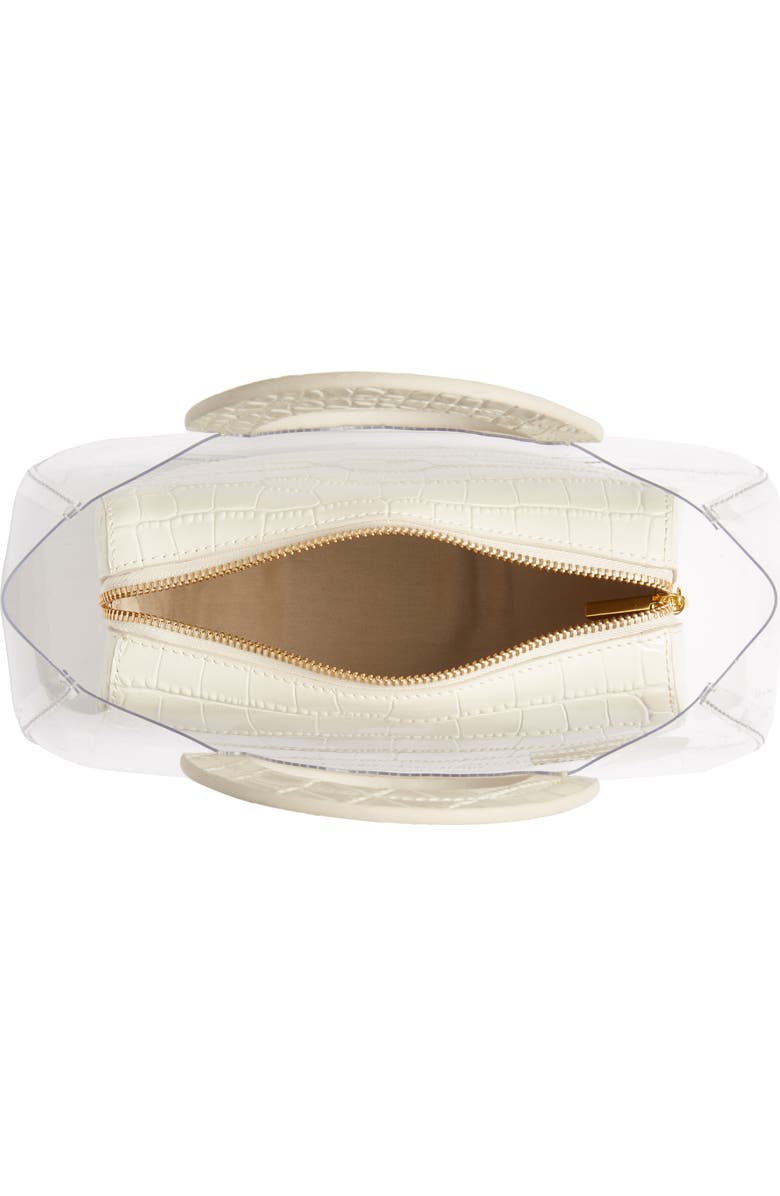 STAUD Frida Transparent Handbag, Alternate, color, Clear/ Cream Croc