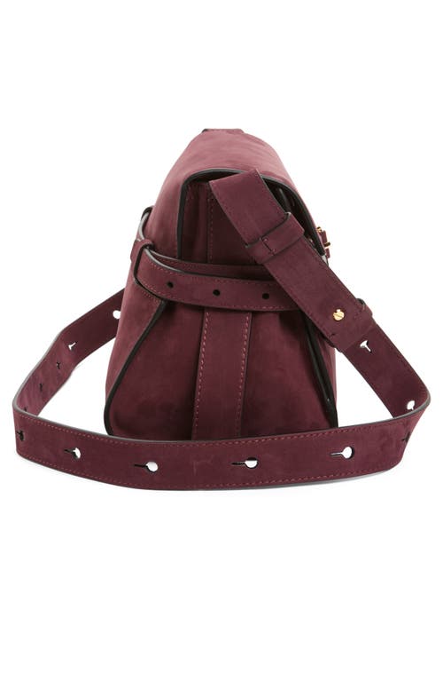 Moschino Tie Me Suede Shoulder Bag In Burgundy